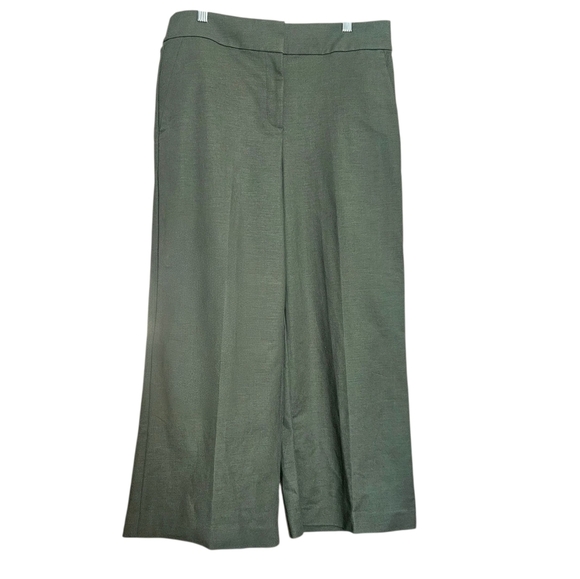 Loft Wide Leg Cropped Pants Olive Green size 8 NWT - Picture 1 of 8